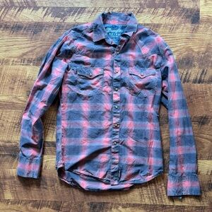 Wrangler Red and Black Casual Button Down Shirt